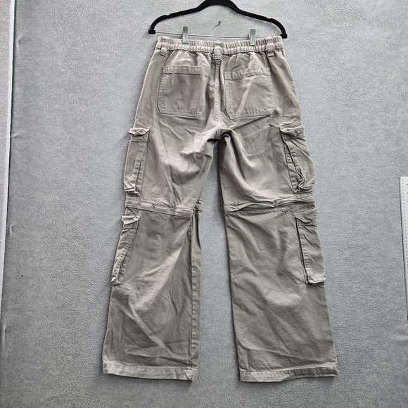 Pacsun Women Pants M Gray Cargo Twill Puddle Zip Off Convertible Baggy Y2K - Picture 12 of 12